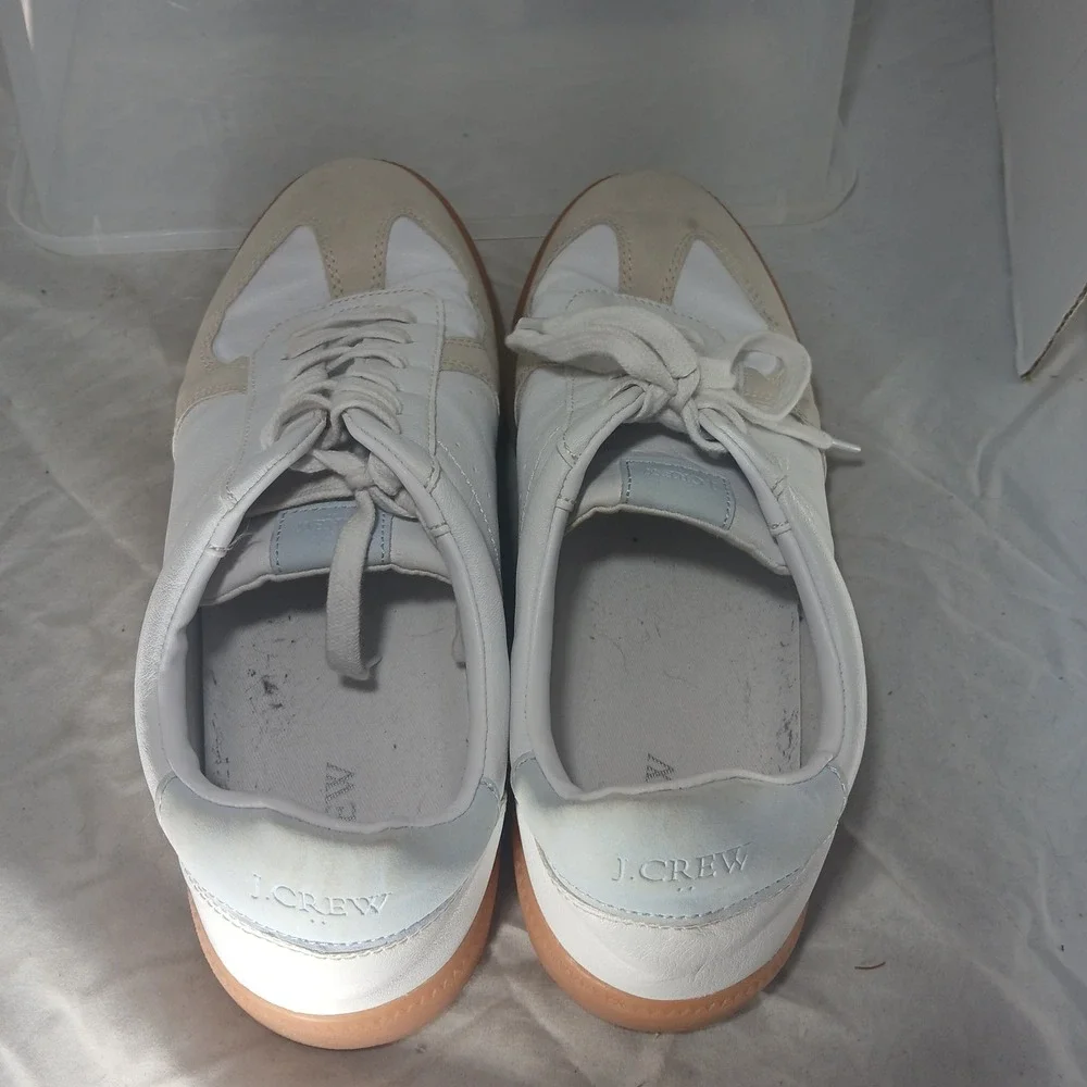 J. Crew White Beige Gum Sole Leather Sneakers‎ Shoes Size 11